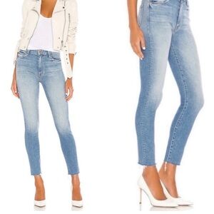 Mother sz 25 High Waisted Looker Ankle Fray in Shoot thrill wash blue Jeans